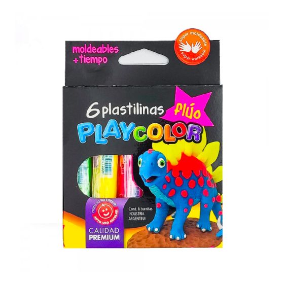 Imagen ilustrativa de PLASTILINA PLAYCOLOR CAJA x6 BARRAS FLUO SURTIDAS