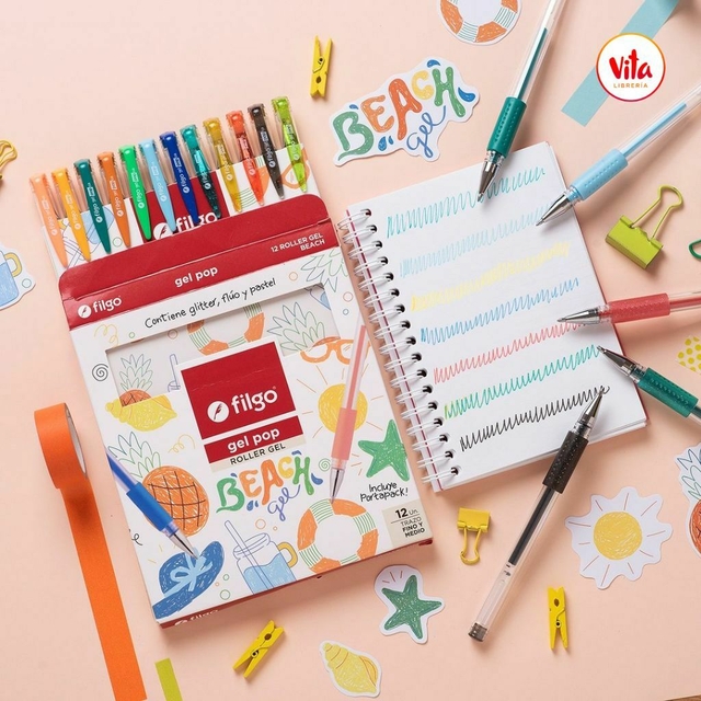Imagen ilustrativa de Boligrafo Filgo Pop Gel x 12 un Beach