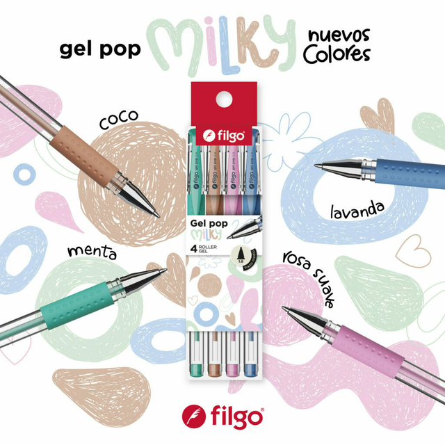 Imagen ilustrativa de Boligrafo Filgo Pop Gel x 4 un en estuche Milky