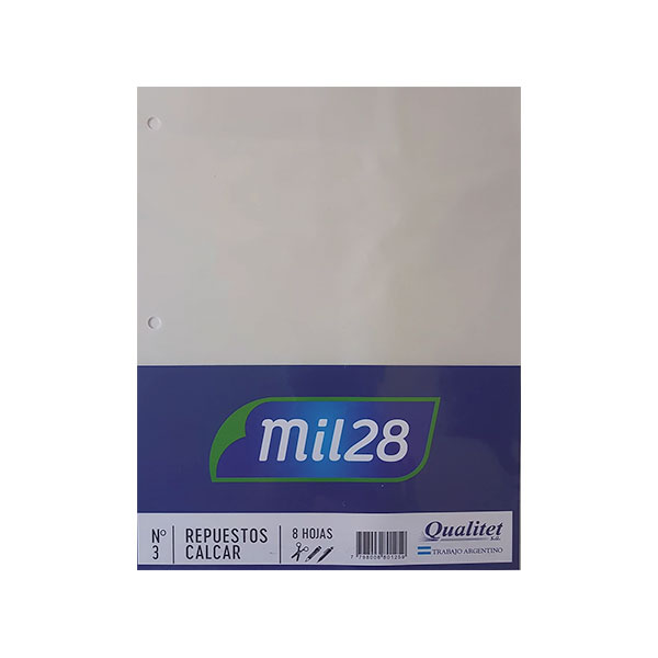 Imagen ilustrativa de Repuesto p/calcar Mil28 Nº3 x 8 hjs