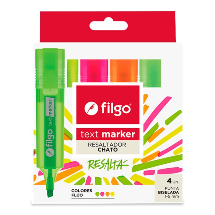 Imagen ilustrativa de Resaltador Filgo text marker fluo estuche x 4 un