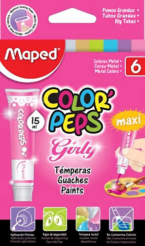 Imagen ilustrativa de Tempera Maped caja 15 ml x 6 girly brillo color Pep