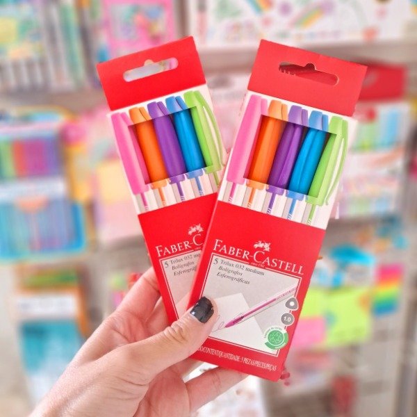 Imagen ilustrativa de Boligrafo Faber Trilux colors blister x5u