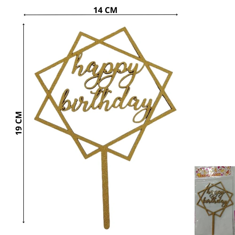 Imagen ilustrativa de TOPPER FIBROFACIL HAPPY BIRTHDAY PUNTAS GIBRE DORADO X1