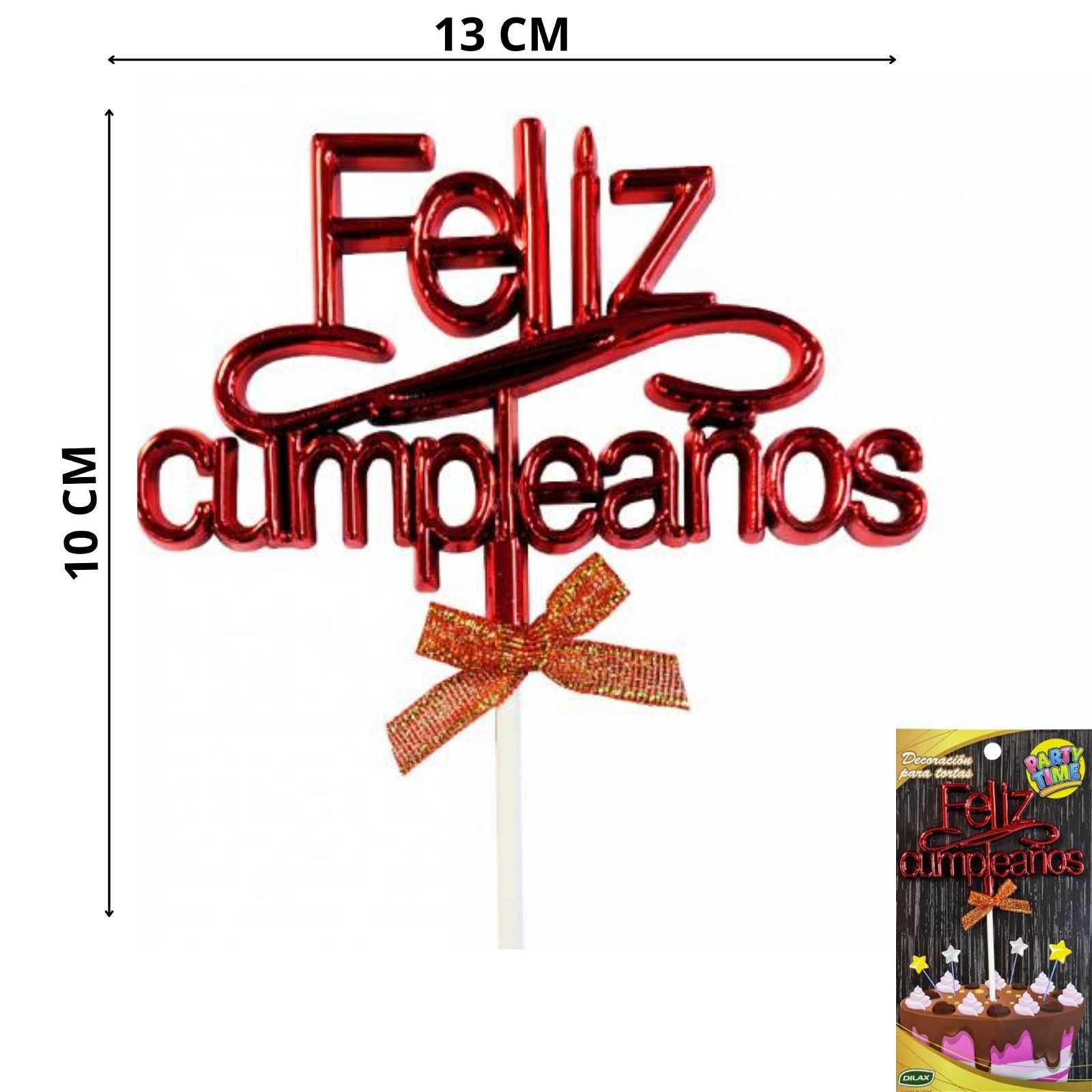 Imagen ilustrativa de TOPPER PARA TORTA FELIZ CUMPLEAÑOS X1 ROJO