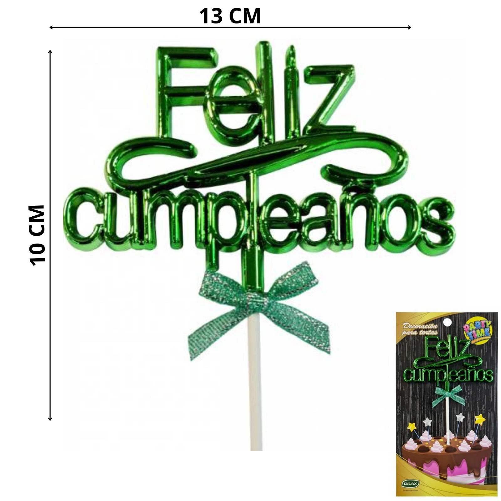 Imagen ilustrativa de TOPPER PARA TORTA FELIZ CUMPLEAÑOS X1 VERDE
