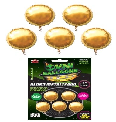Imagen ilustrativa de GLOBO METALIZADO 5" SET X5 CIRCULO DORADO