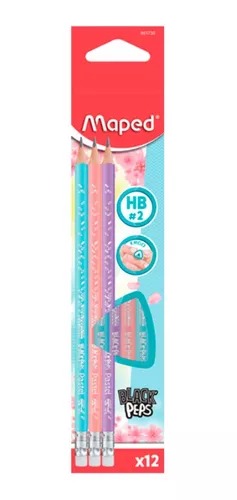 Imagen ilustrativa de Lapiz Grafito Maped pastel HB c/goma caja x 12 un